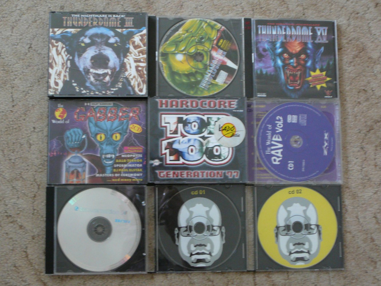 Gabber, Hardcore, House, Love Parade, Rave, Schranz, Techno Trance, Underground, CD's 90er