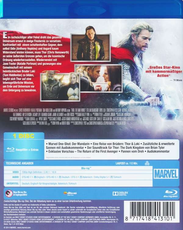 THOR bluray Limited 3D Edition (im Pappschuber)+++THOR the dark kingdom bluray OVP NEU!