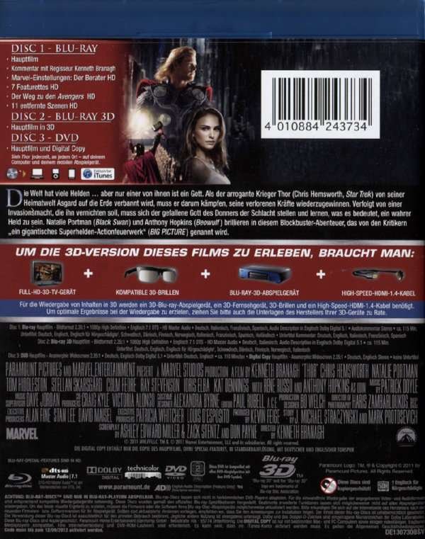 THOR bluray Limited 3D Edition (im Pappschuber)+++THOR the dark kingdom bluray OVP NEU!