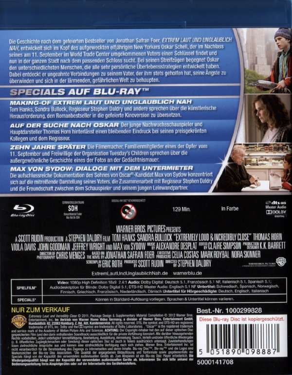 EXTREM LAUT und UNGLAUBLICH NAH bluray NEU! wunderschön und sensibel