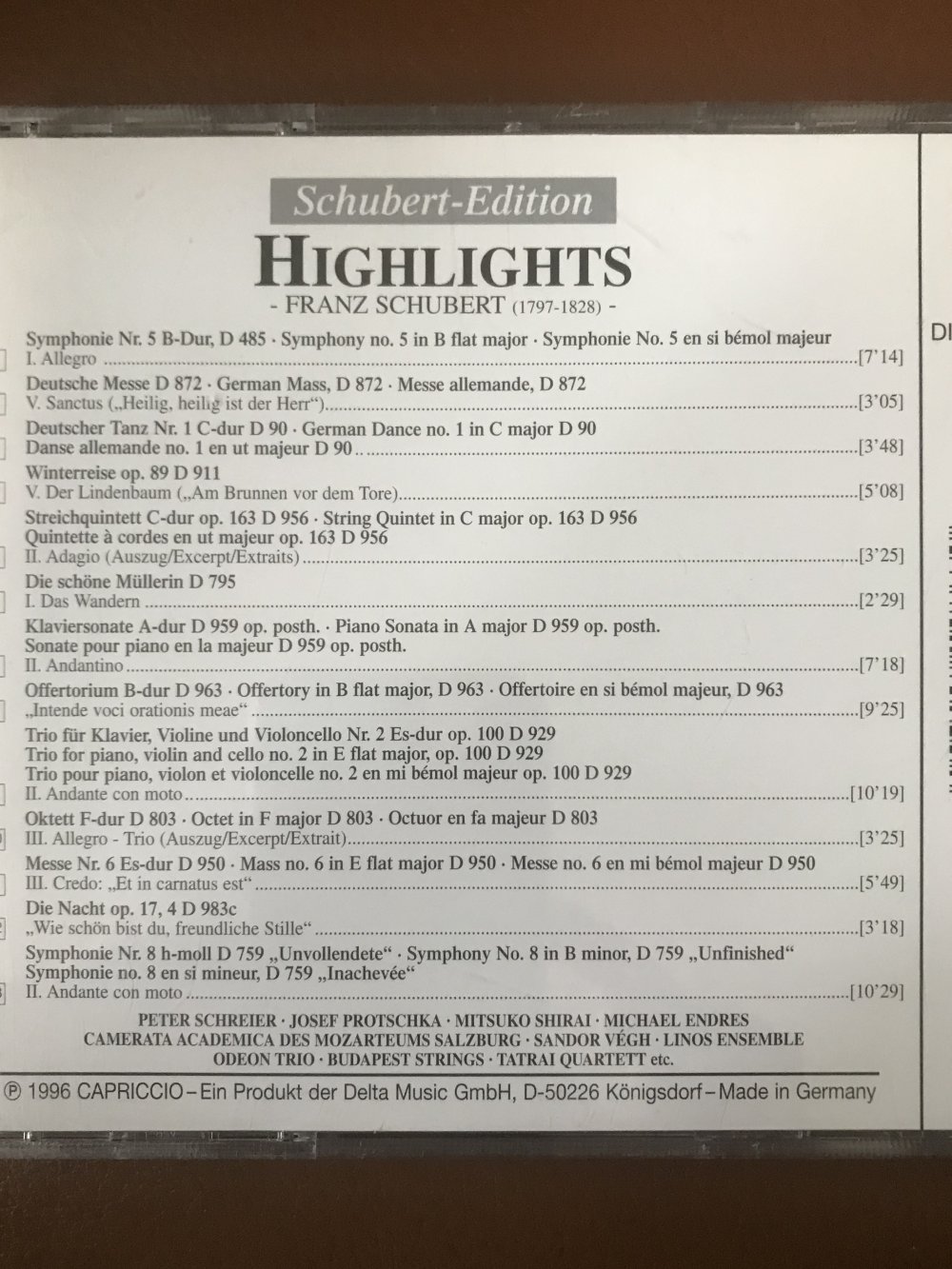 CD Musik von Schubert