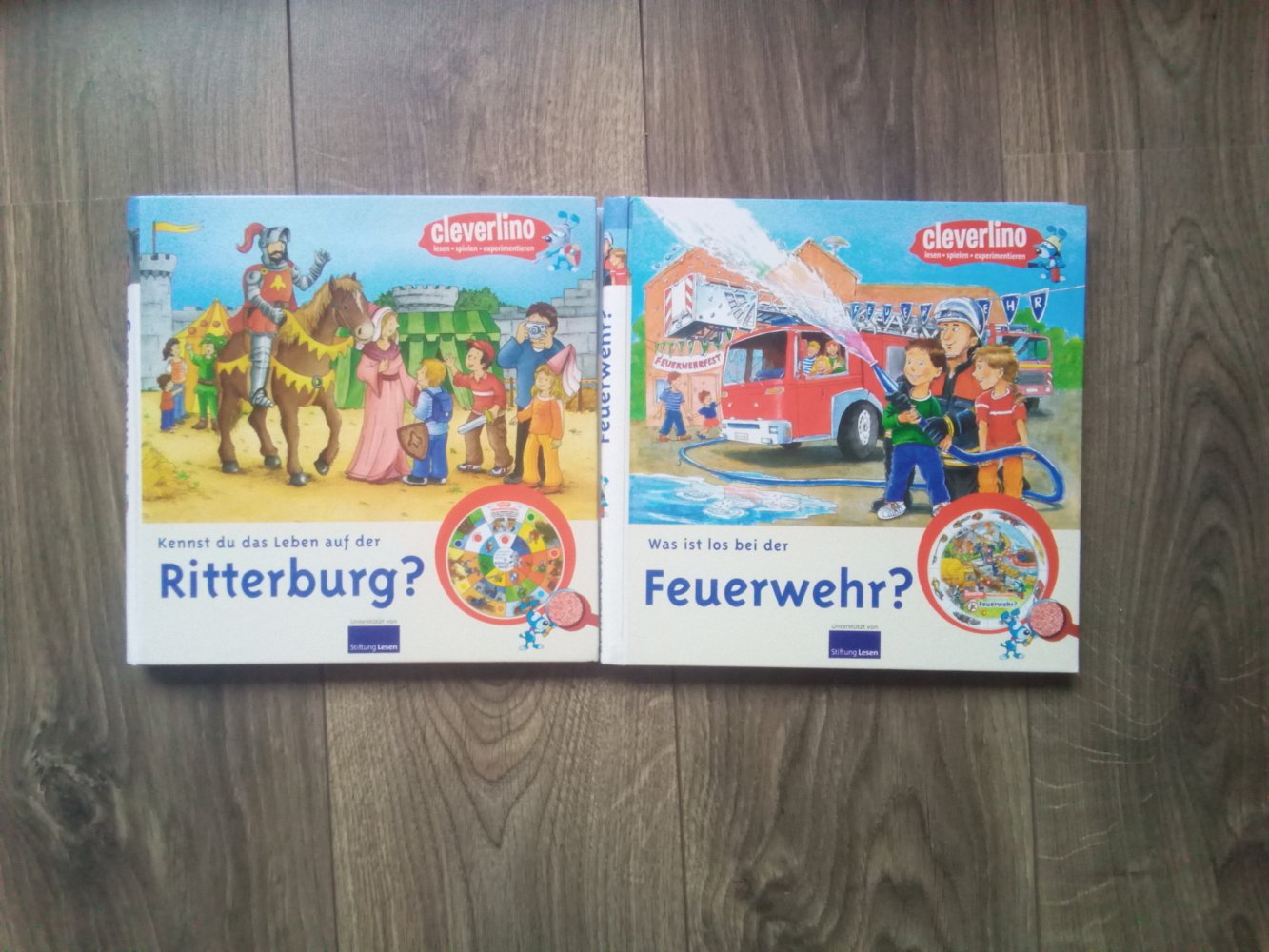 2x Cleverlino Feuerwehr Ritterburg Sachbuch Kinder ab 5 