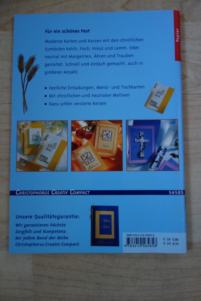 Kommunion und Konfirmation Monika Fischer Einladungen Tischkarten Kerzen Christophorus Verlag