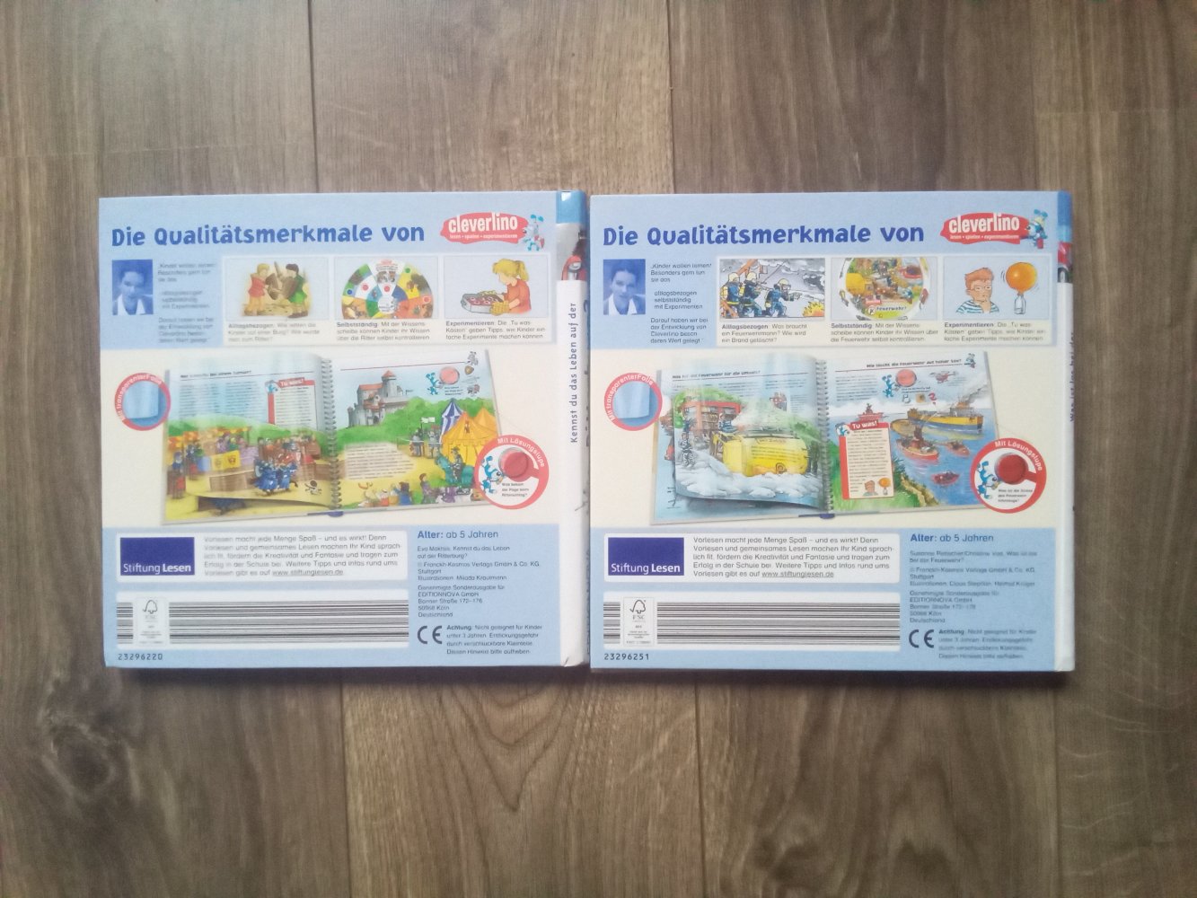 2x Cleverlino Feuerwehr Ritterburg Sachbuch Kinder ab 5 