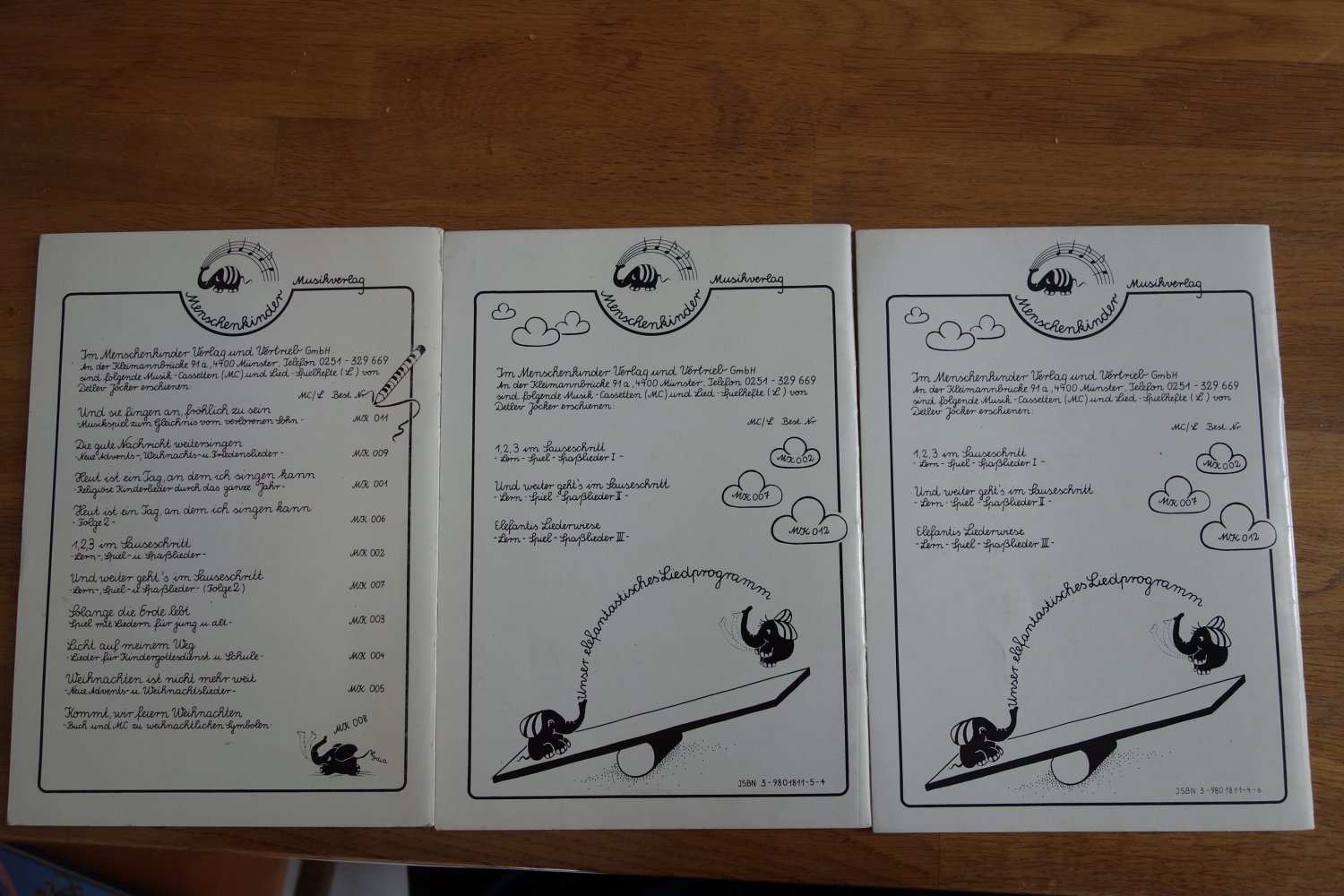 Set 3 Liederhefte Detlev Jöcker Menschenkinder 1,2,3 und weiter geht's im Sauseschritt Elefantis Liederwiese