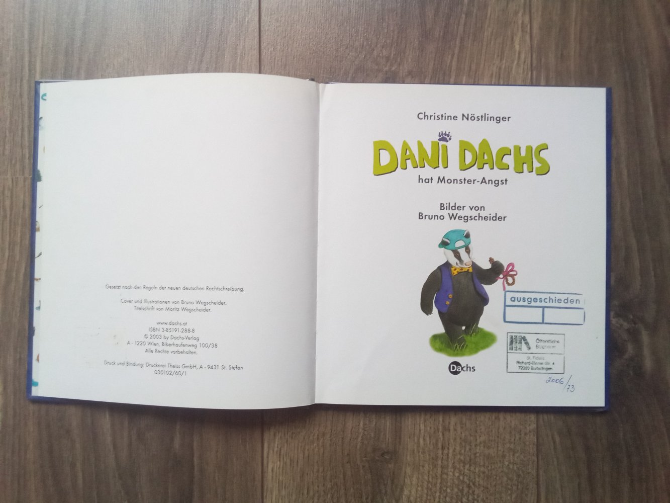 Dani Dachs hat Monster-Angst Christine Nöstlinger Bilderbuch
