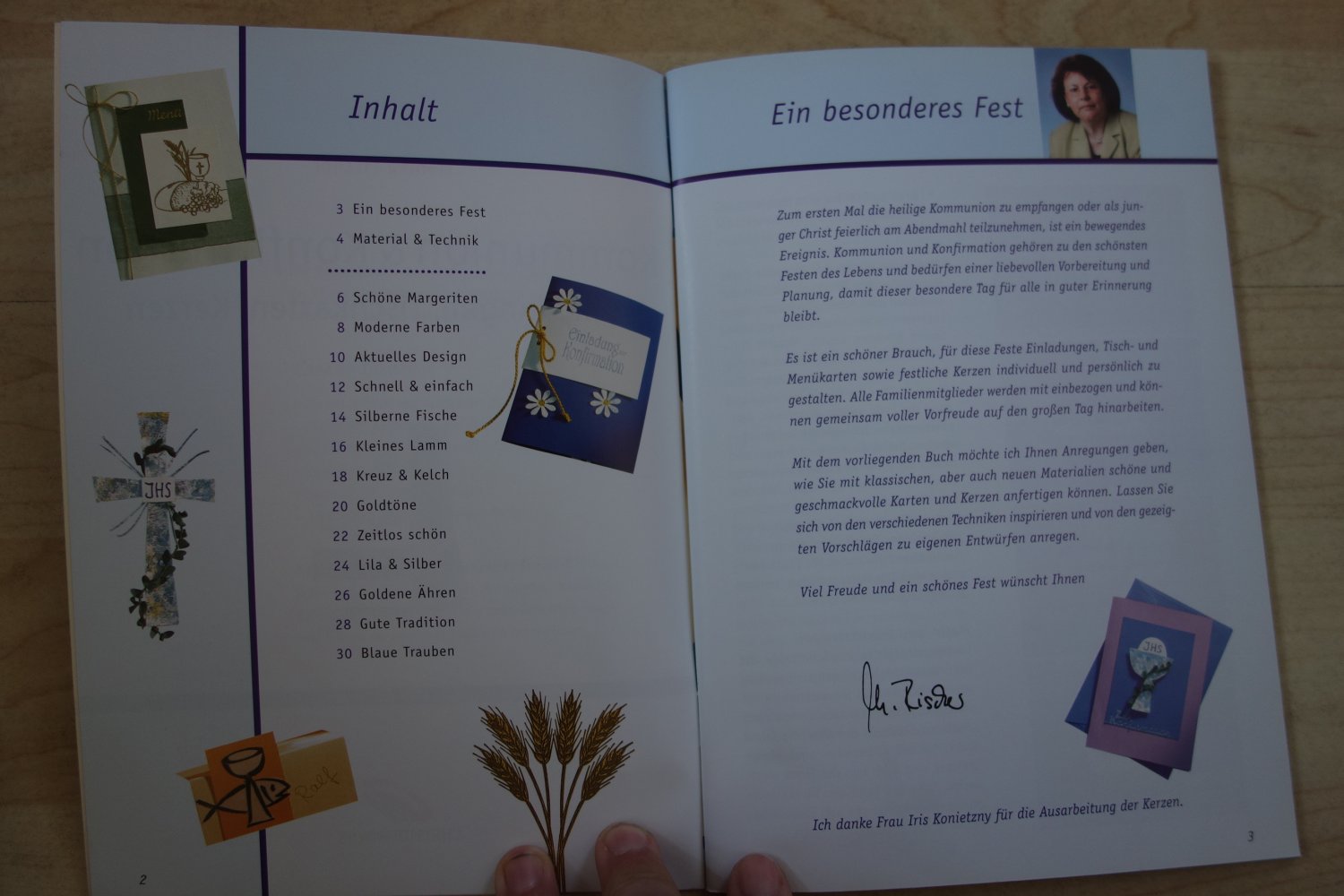 Kommunion und Konfirmation Monika Fischer Einladungen Tischkarten Kerzen Christophorus Verlag