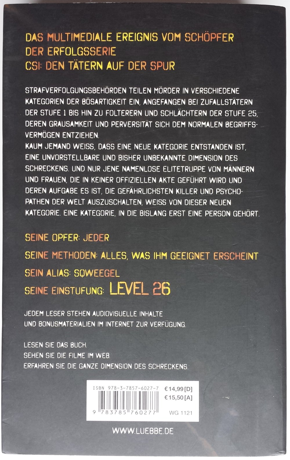 Buch Level 26 Dark Origins Horror Krimi Thriller Dark Origins level26 Taschenbuch 