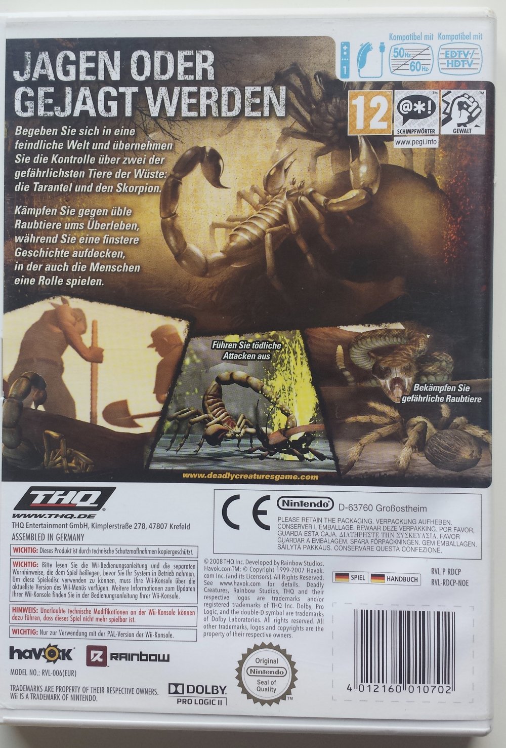 Wii-Spiel Deadly Creatures Konsolen-Spiel Wii spiel ab 12 Jahre 