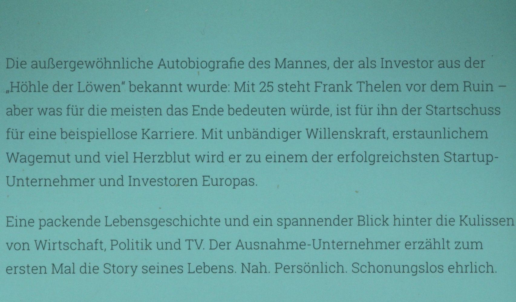 AutoBiografie Frank Thelen Startup-DNA Buch Höhle der Löwen Biografie Finanzen 