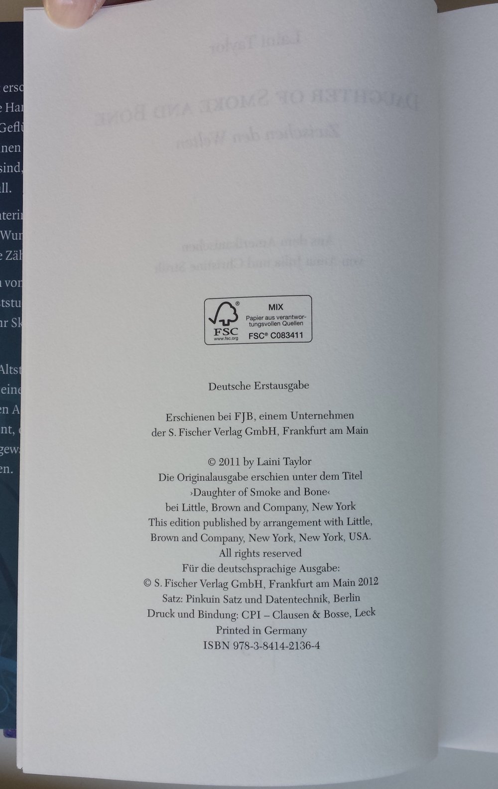 Daughter of smoke and bone deutsch Fantasy-Roman Laini Taylor Buch gebunden Fantasy Roman Liebe Jungendliche 