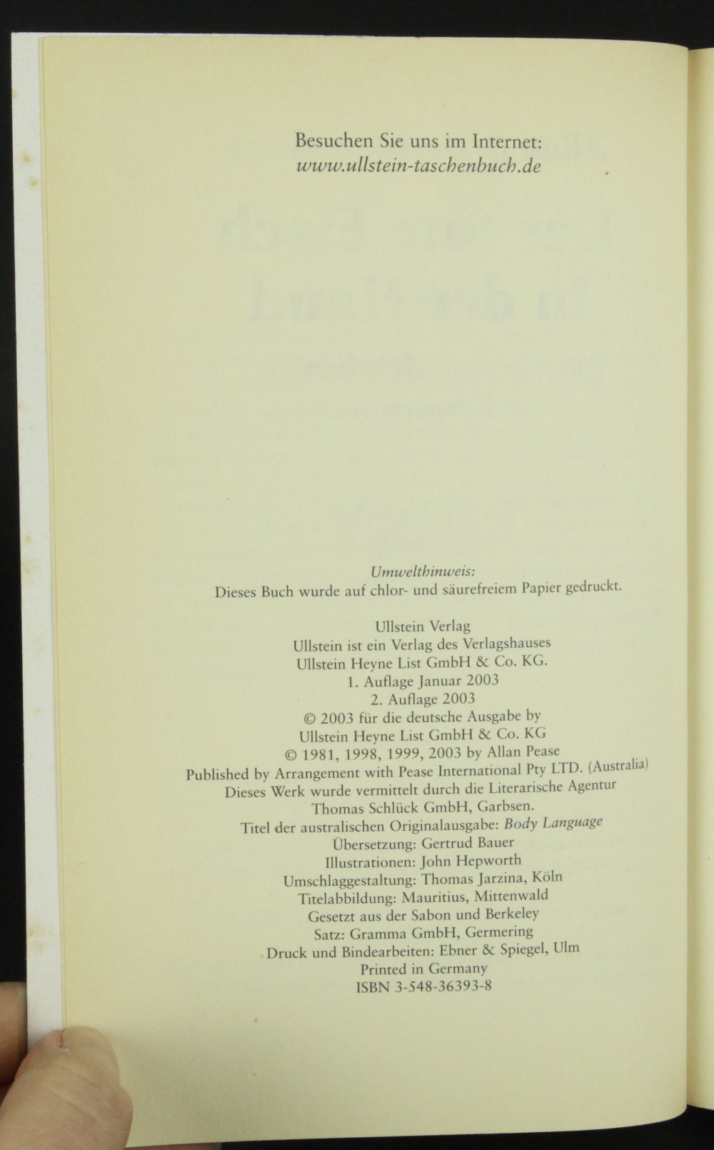Der tote Fisch in der Hand Sachbuch Ratgeber Körpersprache Liebe Buch Psychologie Allan Barbara Pease