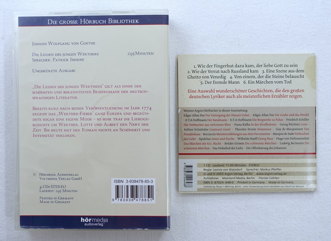 Audiobücher: Leiden des jungen Werthers, Geschichten vom lieben Gott