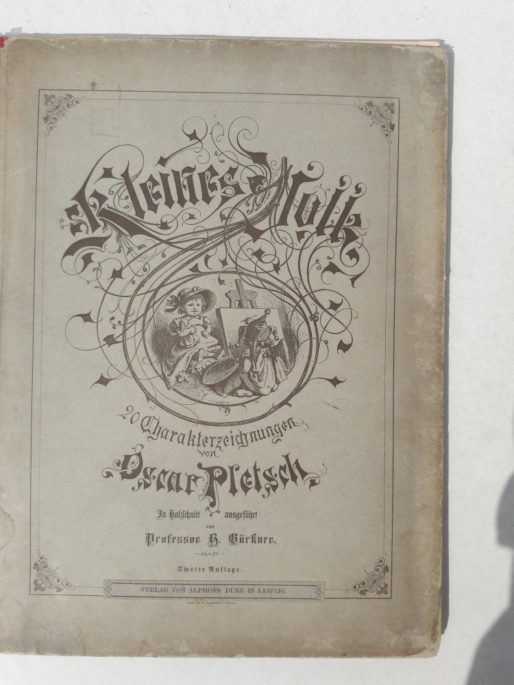 Bilderbuch Kleines Volk Oscar Pletsch, 1869, 20 Bilder m Gedicht m. handschriftlicher Widmung