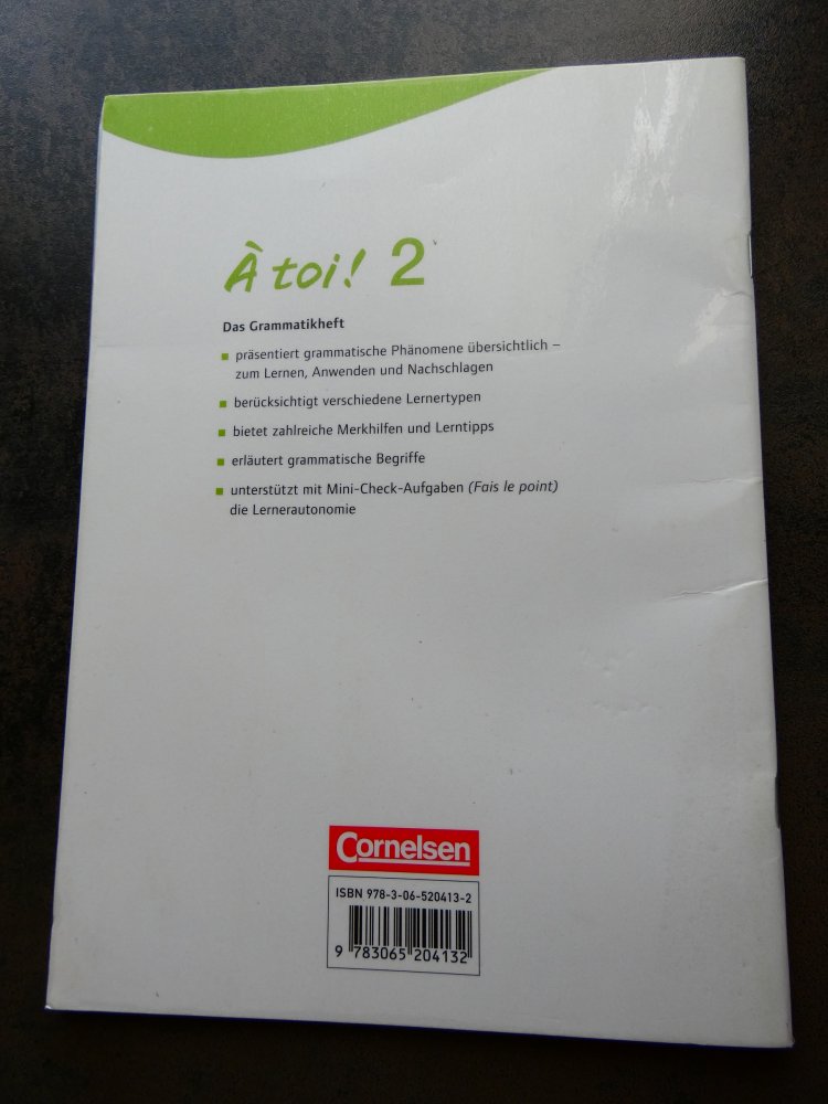 À toi 2 Grammatikheft ISBN 978-3-06-520413-2
