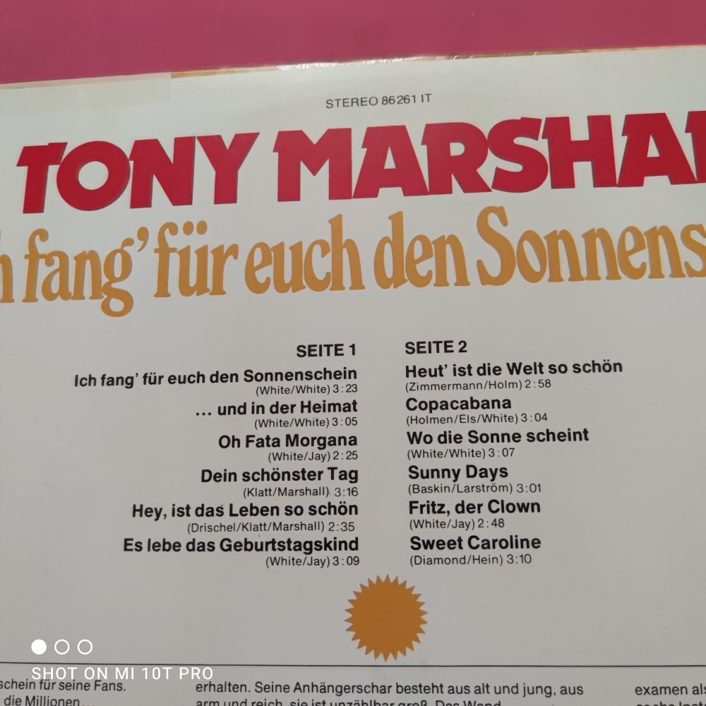 Tony Marshall - Ich fang für euch den Sonnenschein