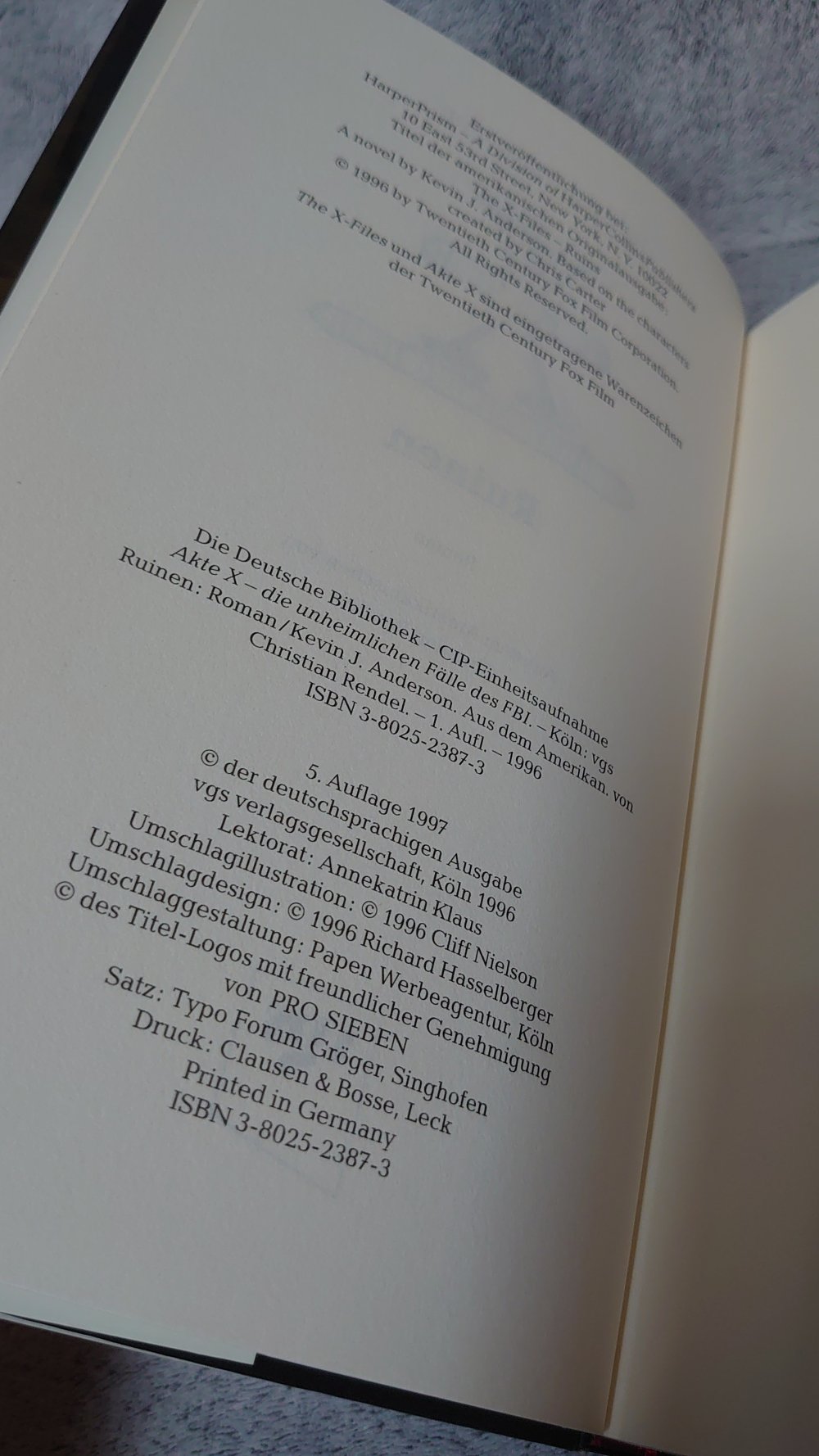 Buch Akte X - die unheimlichen Fälle des FBI:  Ruinen  Nach einer Idee von Christian Rendel Kevin J. Anderson 1997