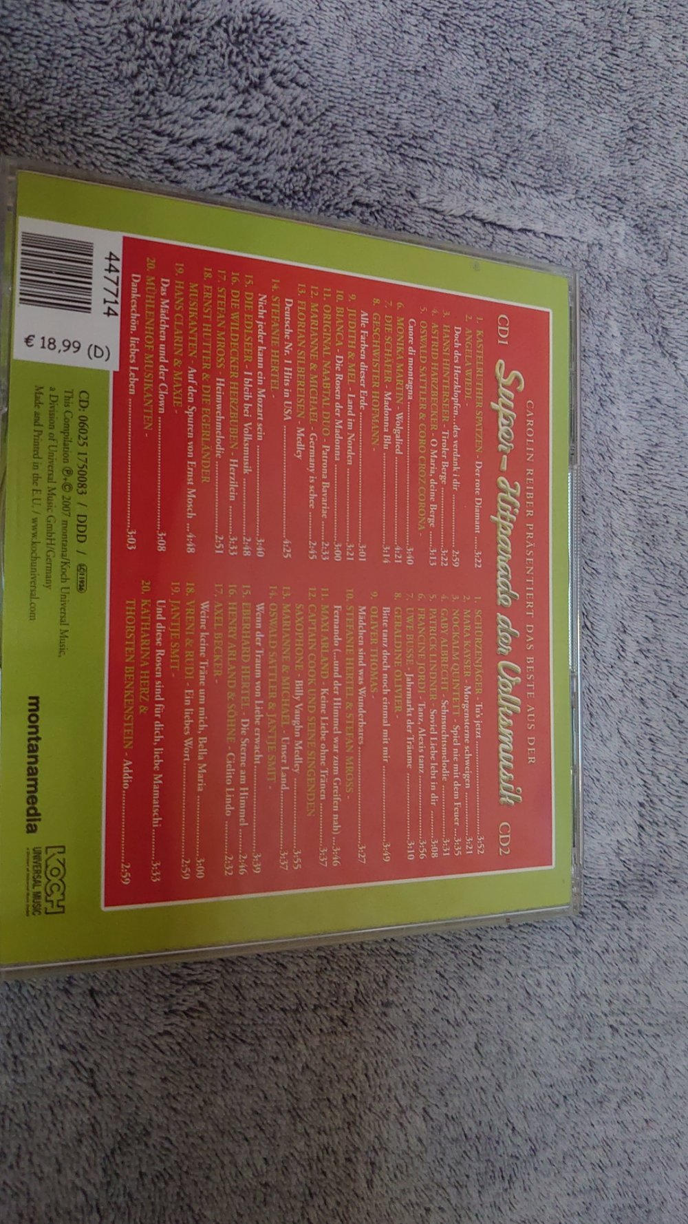 CD Carolin Reiber Präsentiert das Beste aus der Super - Hitparade der Volksmusik 2 CDs Koch Universal Music montanamedia 2007 