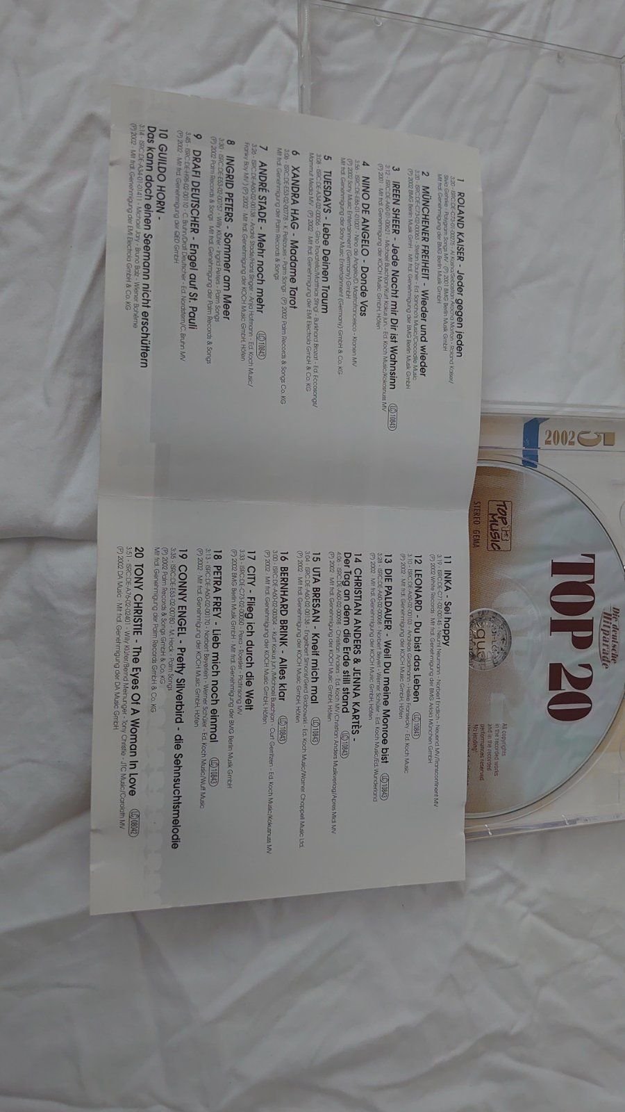 Top 20 aus den deutschen Charts Die deutsche Hitparade 5 2002 