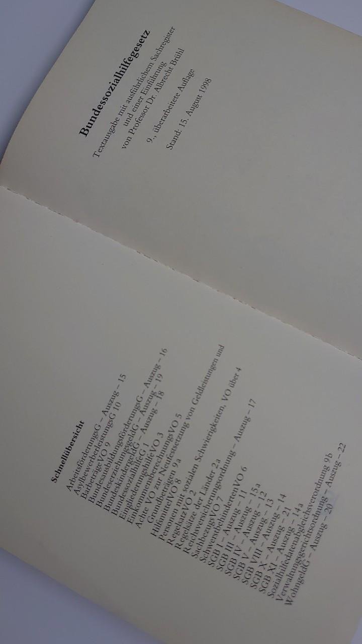 Buch BSHG Bundessozialhilfe G 9. Auflage 1998