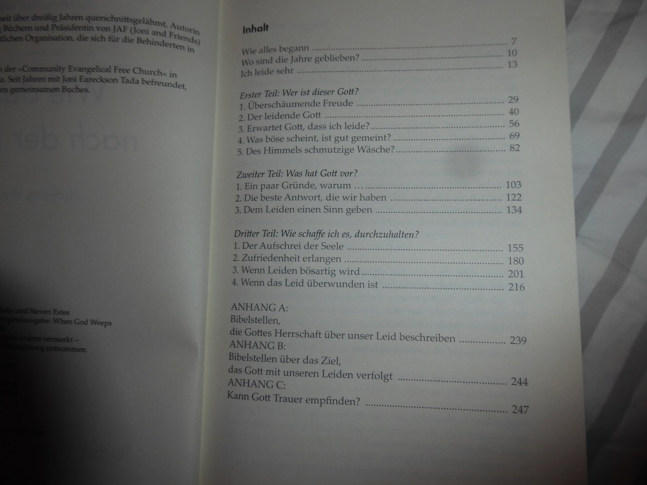 Buch Joni Eareckson Tada Wie das Licht nach der Nacht christlich Seelsorge Thema Leid