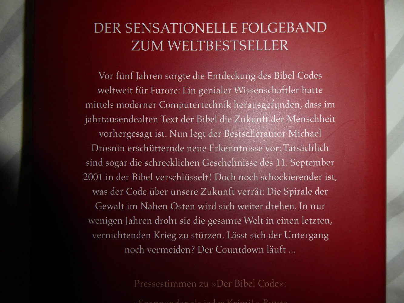 2x Buch DEr Bibelcode Coundown Michel Drosnin Mathematiker Prof. Eli Rips Zukunft Vorhersagen