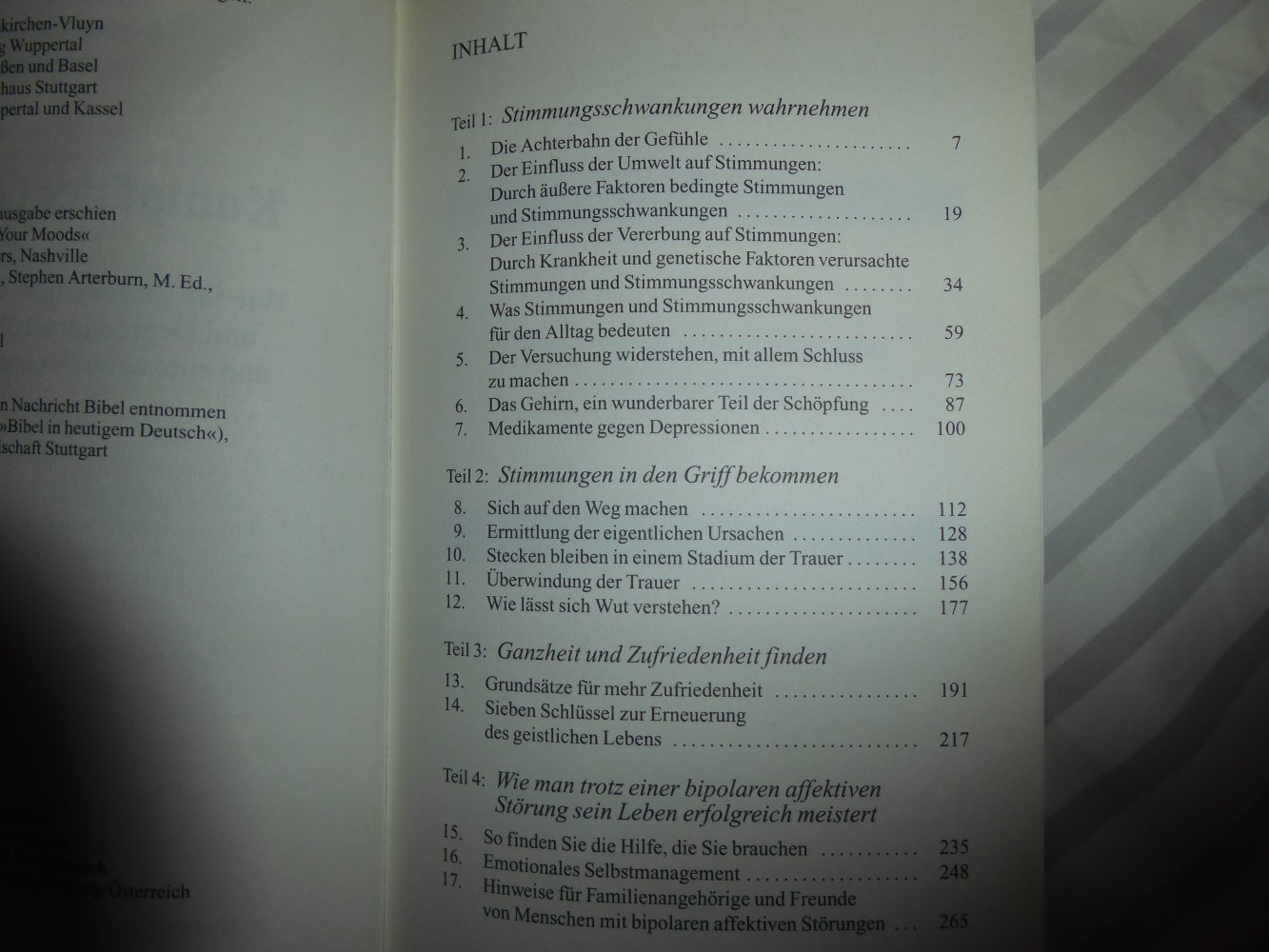 Buch Kampf der Gefühle Depression Stimmungsschwankungen Trauer Seelsorge Hilfe