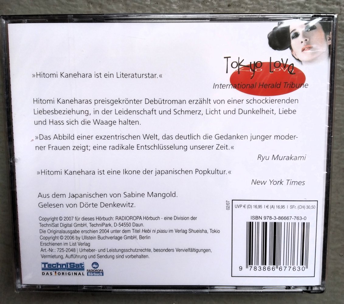Tokyo Love (Hörbuch-Roman) 3 Audio-CDs / Laufzeit 2:55 Std, OVP