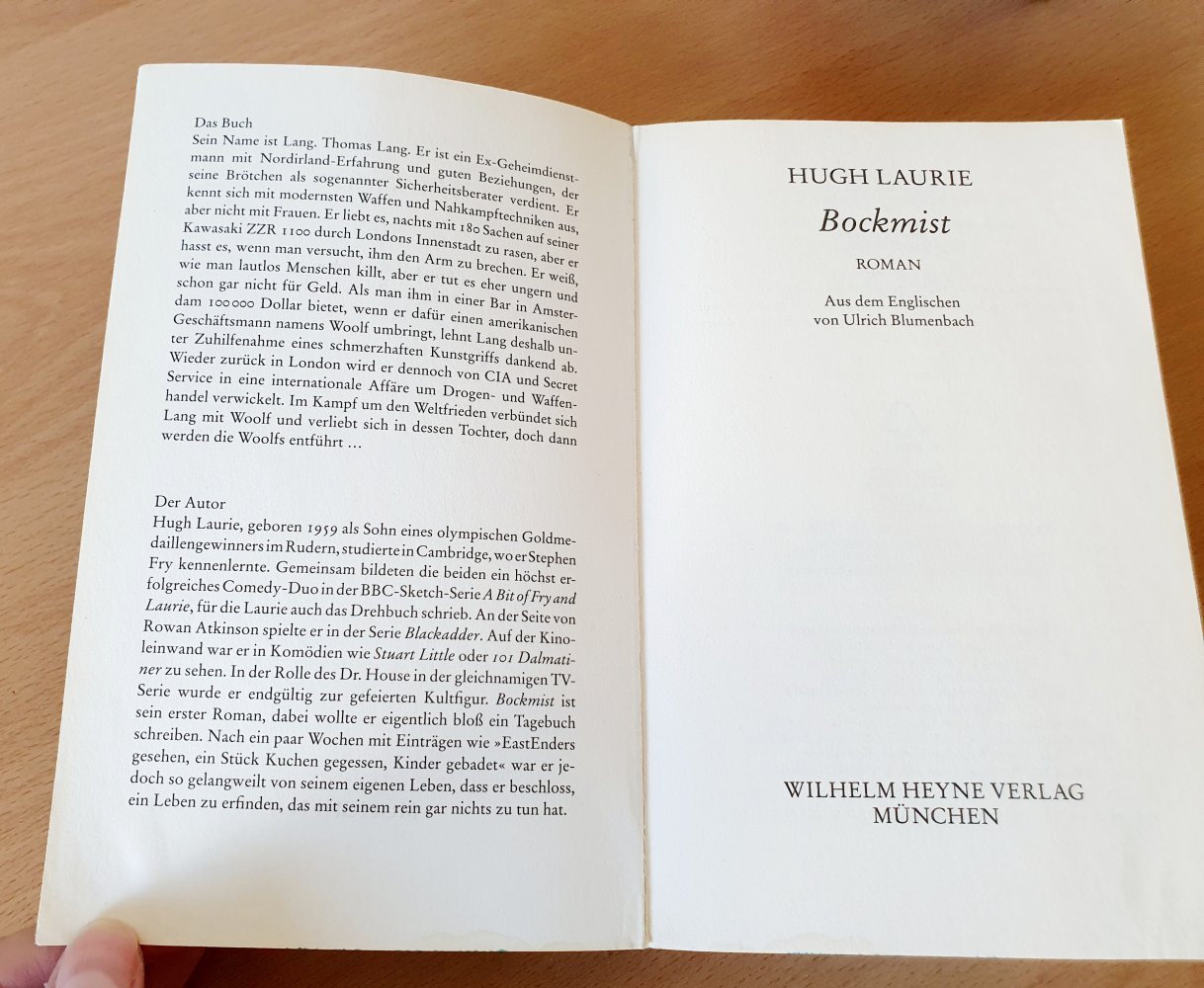 Roman Taschenbuch Hugh Laurie Bockmist Humor