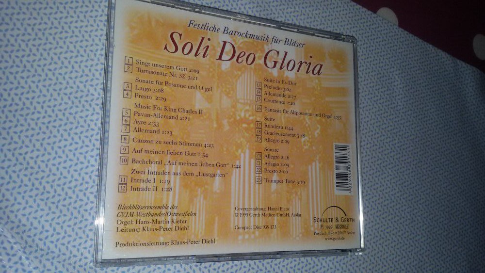 CD Soli Deo Gloria.....festliche Barockmusik für Bläser