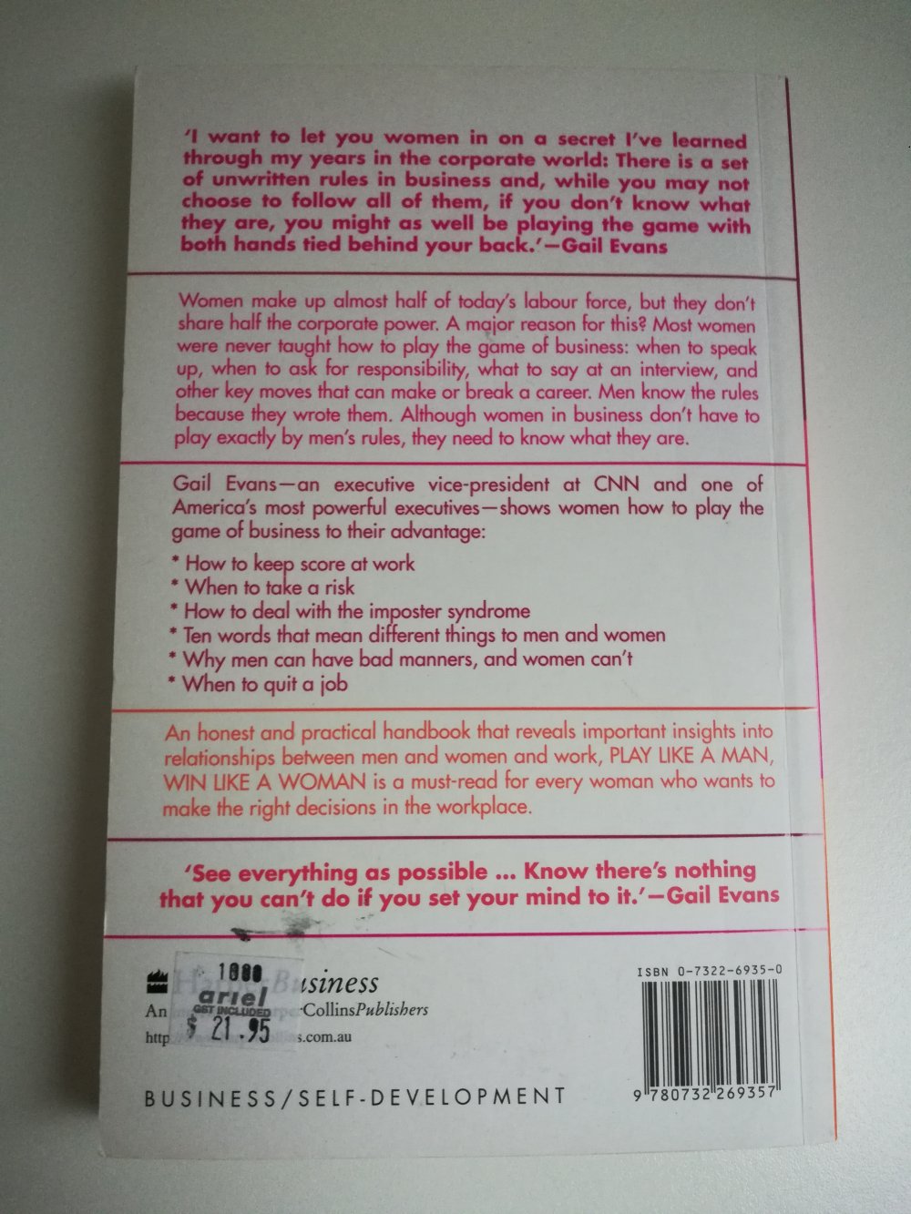 Play like a man win like a woman / Gail Evans 