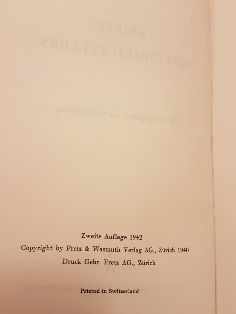 Buch Briefe Gottfried Kellers - 1942