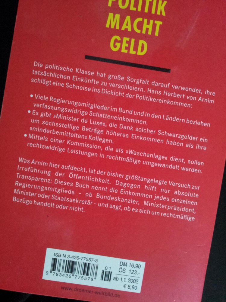 Hans Herbert von Arnim: Das System & Politik Macht Geld (Taschenbuch/gebunden)