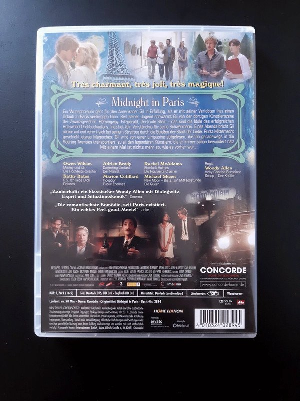 Midnight in Paris (2011) DVD | Romantic Comedy | Woody Allen | Owen Wilson | Marion Cotillard 