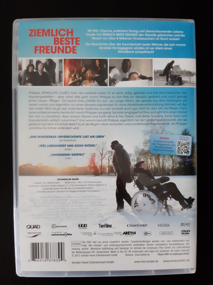 Ziemlich beste Freunde DVD | Komödie | Französisches Kino | Buddy Movie