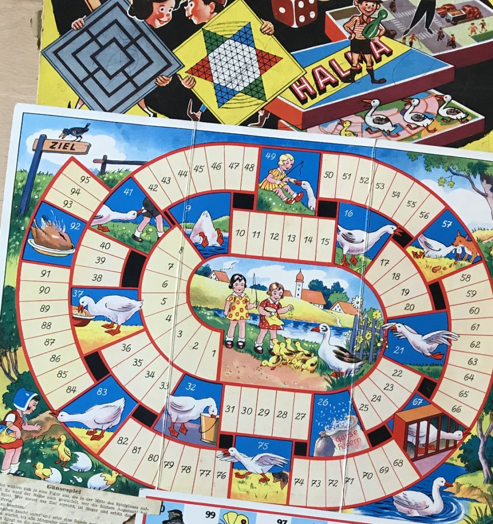 Spiel Nostalgie Familienspiel Gänseliesel Brettspiel altes Design Würfelspiel 