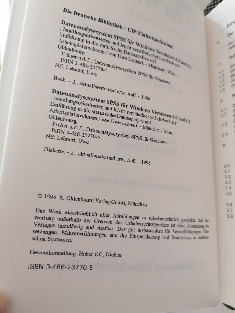 Datenanalysesystem SPSS für Windows Uwe Lehnert Oldenbourg Buch