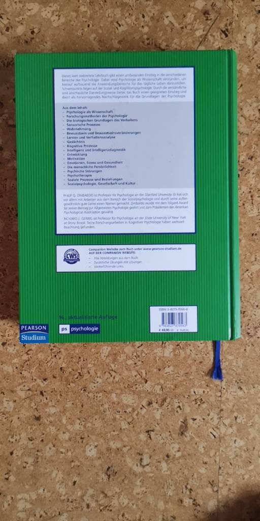 Psychologie. 16., aktualisierte Auflage. Autoren: Gerrig, Zimbardo