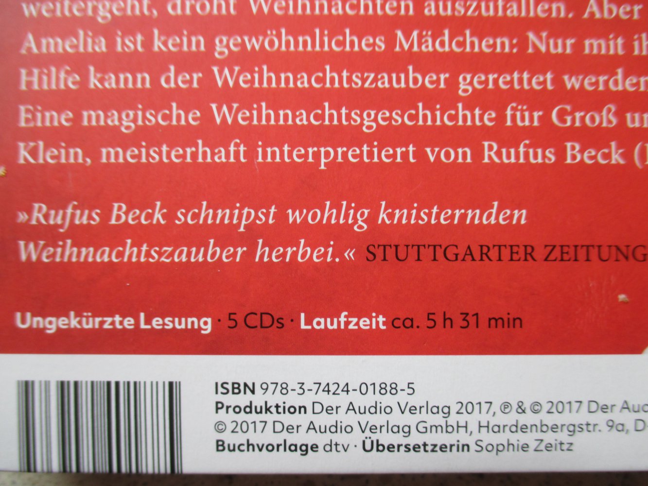 Rufus Beck liest; Das Mädchen, das Weihnachten rettete, 5 CD´s