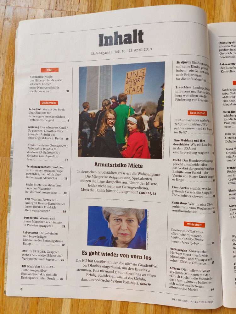 Zeitschrift Spiegel Nr. 16 vom 13.4.2019, Titelthema Am Ende von Raum und Zeit - was uns schwarze Löcher über die Geheimnisse des Universums verraten