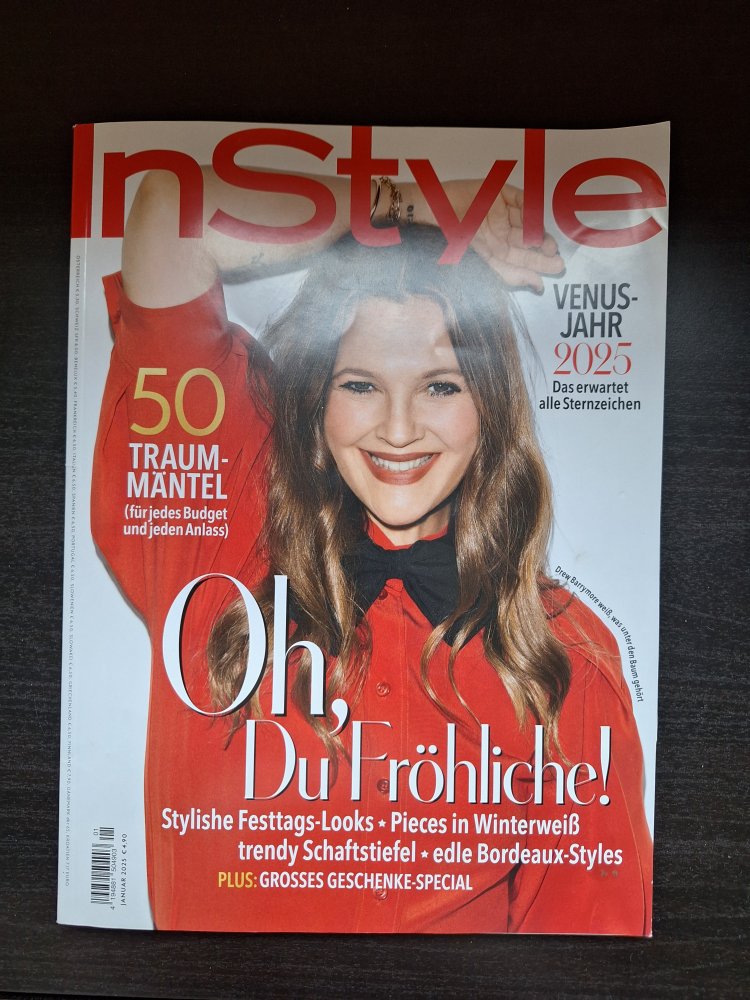 Zeitschrift InStyle Januar 2025 Cover Drew Barrymore