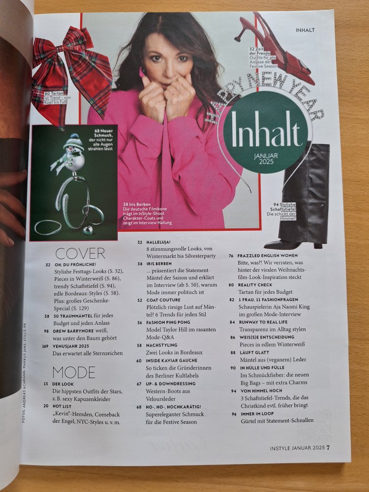 Zeitschrift InStyle Januar 2025 Cover Drew Barrymore