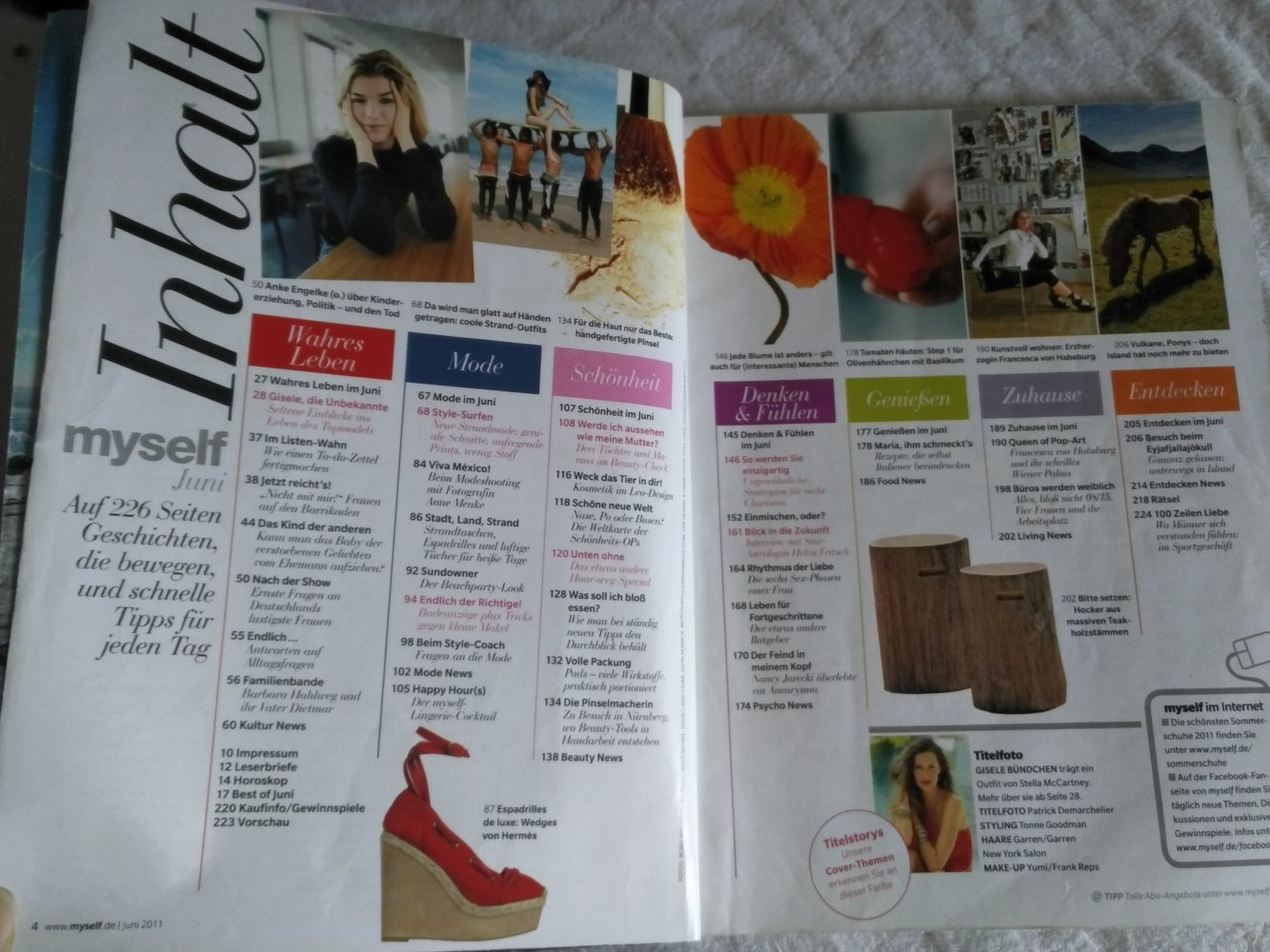 myself Juni 2011 - Fashion & Beauty Frauenzeitschrift - Covergirl Gisele Bündchen