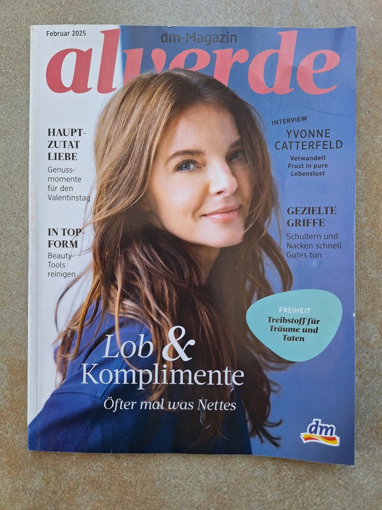 Zeitschrift alverde vom Februar 2025 Yvonne Catterfeld