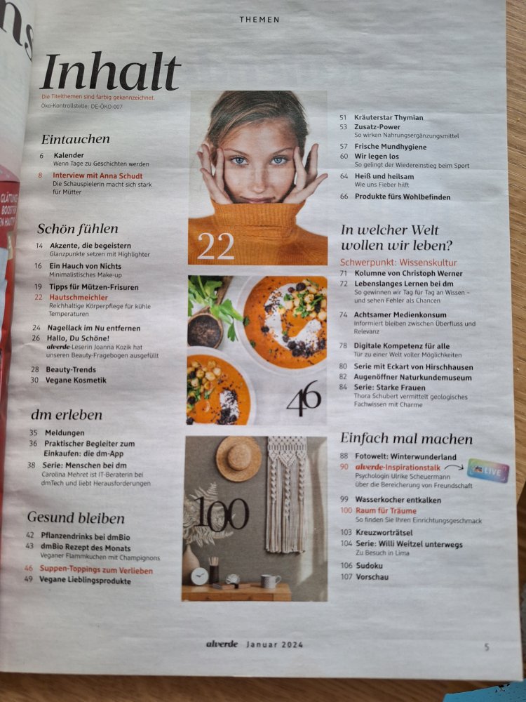 Zeitschrift alverde Januar 2024