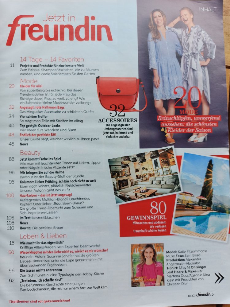 Frauenzeitschrift freundin 10/2018
