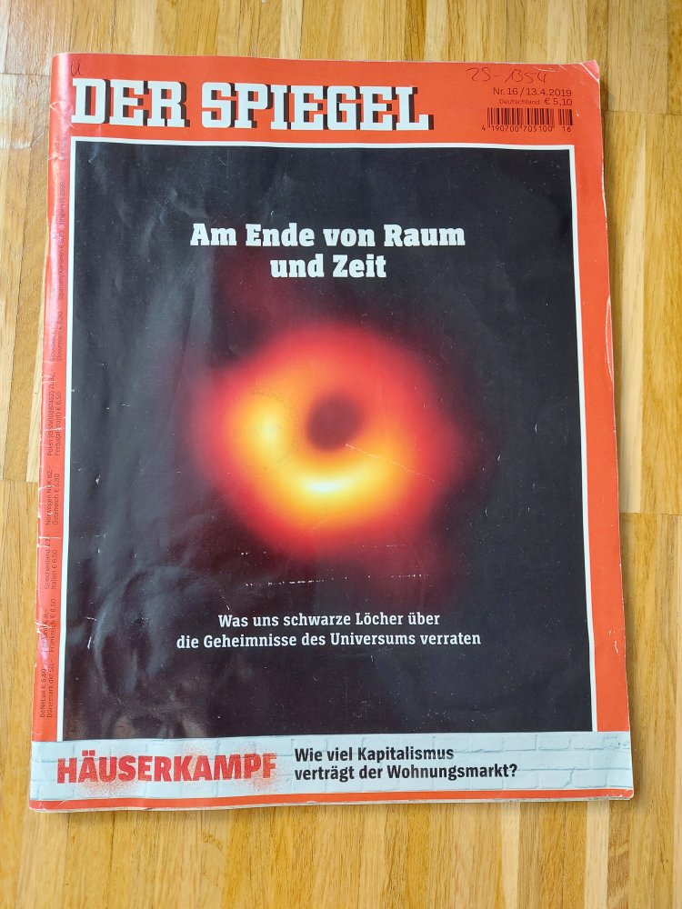 Zeitschrift Spiegel Nr. 16 vom 13.4.2019, Titelthema Am Ende von Raum und Zeit - was uns schwarze Löcher über die Geheimnisse des Universums verraten