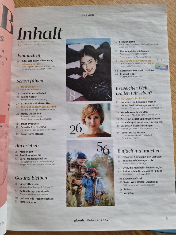 Zeitschrift alverde Februar 2024 Elif