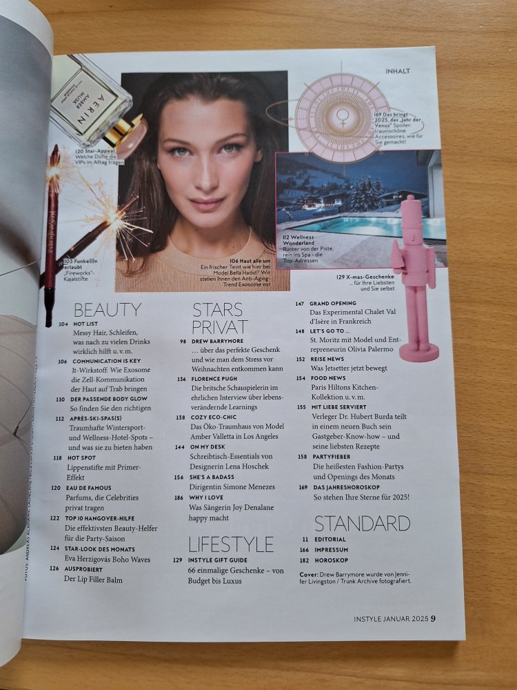 Zeitschrift InStyle Januar 2025 Cover Drew Barrymore