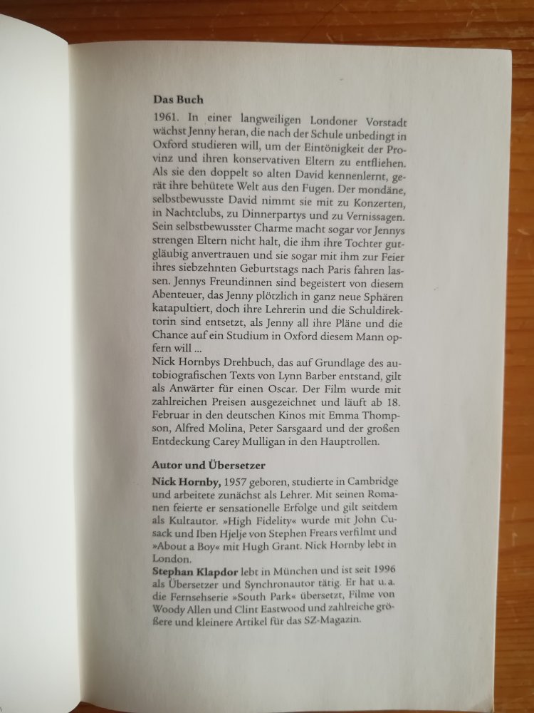 An Education - Buch zum Film